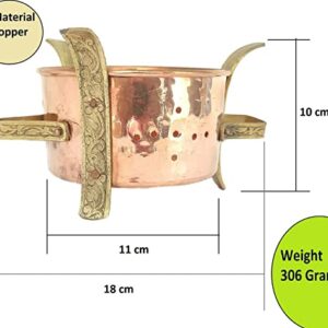 Sharvgun Handmade Indian Copper Brass Sigri Food Warmer Angeethi For Restaurant/Hotel Ware Home Traditional Sigdi/Sigri Tabletop Burner Pack of 2