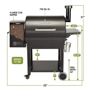 Cuisinart CPG-700 Grill and Smoker, 52"x24.5"x49.3", Deluxe Wood Pellet Grill & Smoker