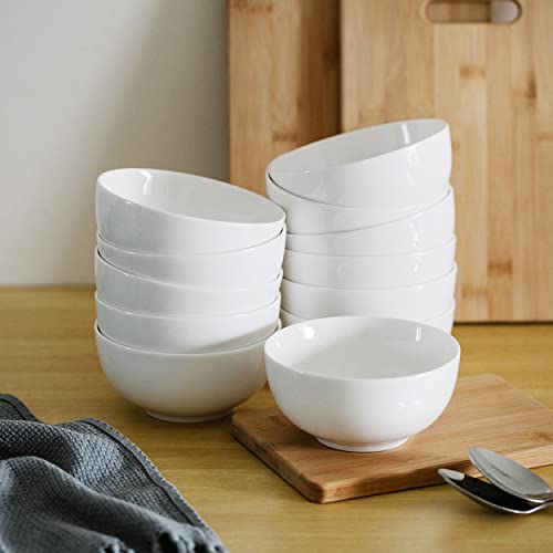 BTaT- White Cereal Bowls, Set of 12, 16 Ounces, Bowls, Cereal Bowl, White Bowls, Small Bowls, White Soup Bowls, Porcelain Bowl, Set of Bowls, White Porcelain Bowls, Deep Bowls