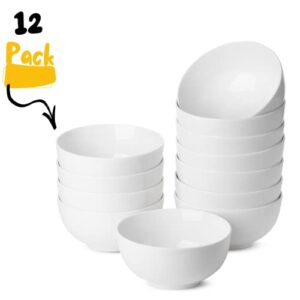 BTaT- White Cereal Bowls, Set of 12, 16 Ounces, Bowls, Cereal Bowl, White Bowls, Small Bowls, White Soup Bowls, Porcelain Bowl, Set of Bowls, White Porcelain Bowls, Deep Bowls