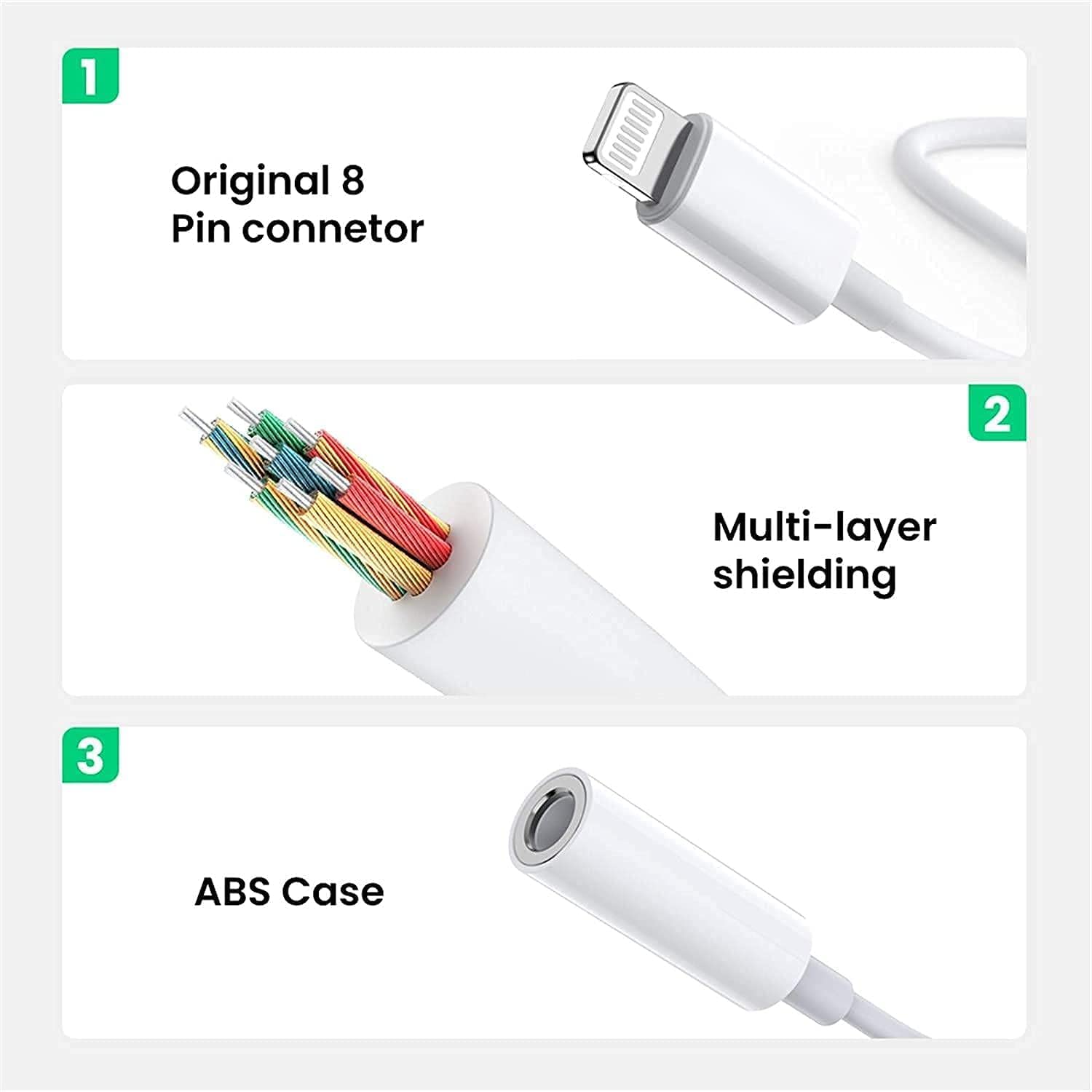 Apple MFi Certified 2 Pack Headphone Adapter for iPhone, Lightning to 3.5 mm Headphone Jack Adapter for iPhone Converter Dongle Audio Cable Compatible with iPhone 14 13 12 11 X XS 8 7