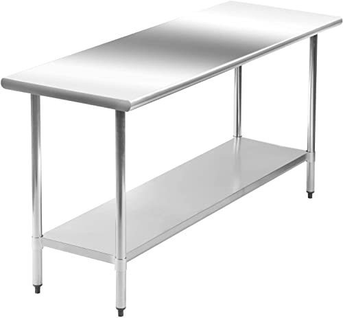 24" x 48" Kitchen Work Table Stainless Steel Table Commercial Work Prep Table Scratch Resistent and Antirust Heavy Duty Metal Table with Adjustable Table Foot for Restaurant, Kitchen