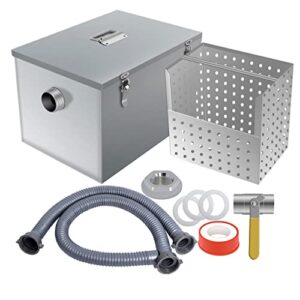 8 lbs commercial grease trap for home restaurants under sink, stainless steel interceptor
