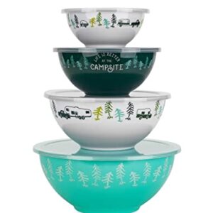 Camco Life is Better at The Campsite Nesting Bowl Set with Lids | Great for On-The-Go Lifestyles | Features (4) Durable Melamine Bowls with (4) Plastic Lids (53451)