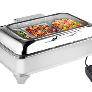 Electric Chafing Dish Buffet Set 3 Pan 9.5 Quart Food Warmer Buffet Servers and Warmers with Covers Warmer for Parties Buffets Adjustable Temperature Stainless Steel Warming Tray Bain Marie Warmer Set
