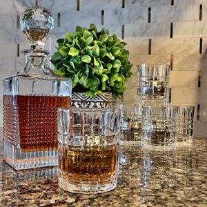 Nou Living Crystal Whiskey Decanter Set with Glasses – Whisky Decanter & Glass Set of 6 – Whiskey Decanter Sets for Men – 11 Pc Whiskey Gift Set - Crystal Liquor Decanters for Alcohol, Bourbon
