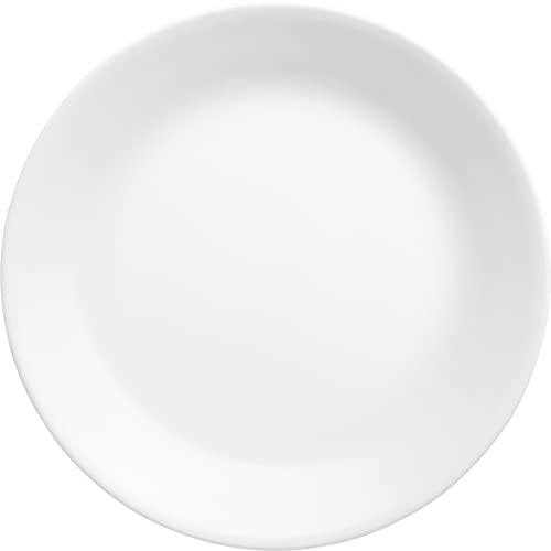 Corelle Vitrelle 4-Pieces 10.25" Glass Dinner Plates, Chip & Crack Resistant Glass Dinnerware Set Plates, Winter Frost White