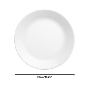 Corelle Vitrelle 4-Pieces 10.25" Glass Dinner Plates, Chip & Crack Resistant Glass Dinnerware Set Plates, Winter Frost White