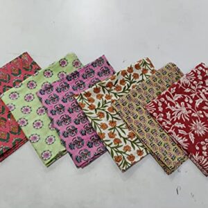 KLAVATE 10 Pc Mix Lot Napkin Hand Block Print Napkin 100% Cotton Napkin Handmade 16x16 Inch Jaipuri Printed Dining Table Cloth, Multicolor