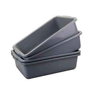 Qqbine 36 Quart Commercial Bus Tubs, Plastic Bus Box Dish Pan Basin, Gray, 4 Packs