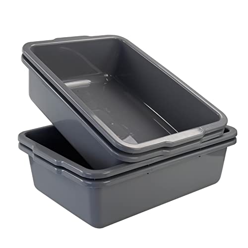 Qqbine 36 Quart Commercial Bus Tubs, Plastic Bus Box Dish Pan Basin, Gray, 4 Packs