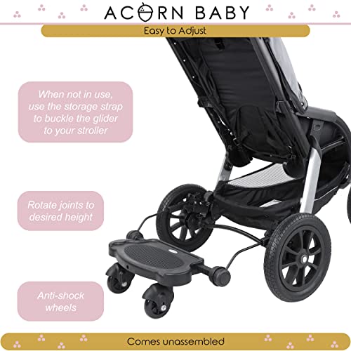 Acorn Baby Universal Stroller Board - 17.2 x 7 x 1.5in Black Quick Snap On and Off Attachable Stroller Standing Board