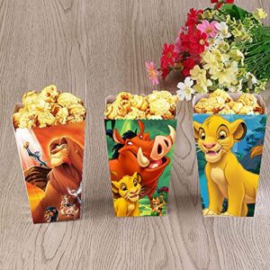 GANKTOWCOY 24pcs Lion King Popcorn Boxes Lion King Birthday Party Supplies Favors for Birthday Theater Themed Parties Movie Nights Carnivals