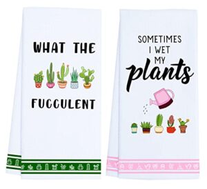 lxomill funny kitchen towels, plant lover gifts for women gardener, plant lady mom gifts, housewarming, friend birthday gift, succulent cactus plant gifts