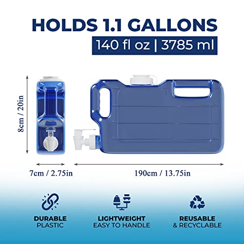 1.1 Gallon Refrigerator Water Dispensers Bottle with Faucet, Spigot & 58mm Screw Cap - BPA Free Plastic Leak-Proof | Slimline Mini Fridge Beverage Drink Dispenser for Parties