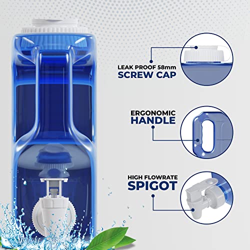 1.1 Gallon Refrigerator Water Dispensers Bottle with Faucet, Spigot & 58mm Screw Cap - BPA Free Plastic Leak-Proof | Slimline Mini Fridge Beverage Drink Dispenser for Parties