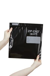 zip-zag black 10 half pound bags - airtight bags, resealable, reusable, anti-puncture, washable, food safe, treated for no static, for dry herbs and spices