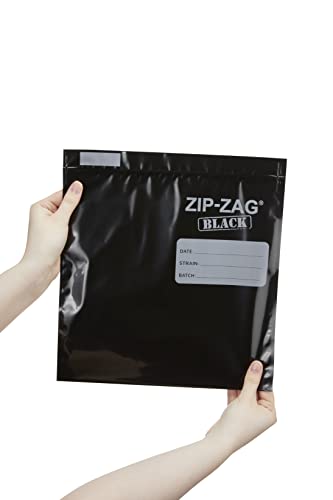 Zip-Zag BLACK 10 Half Pound Bags - Airtight Bags, Resealable, Reusable, Anti-Puncture, Washable, Food Safe, Treated for no Static, for Dry Herbs and Spices