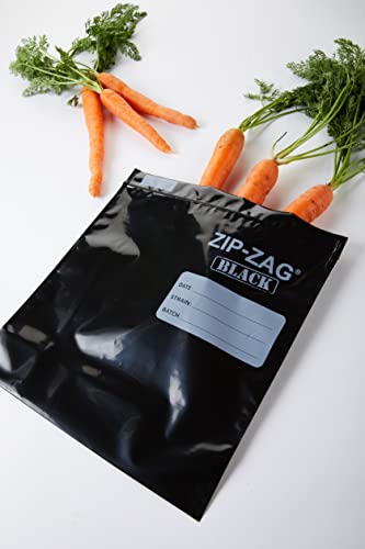 Zip-Zag BLACK 10 Half Pound Bags - Airtight Bags, Resealable, Reusable, Anti-Puncture, Washable, Food Safe, Treated for no Static, for Dry Herbs and Spices