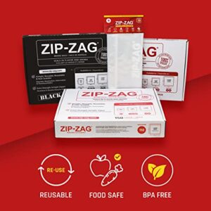 Zip-Zag BLACK 10 Half Pound Bags - Airtight Bags, Resealable, Reusable, Anti-Puncture, Washable, Food Safe, Treated for no Static, for Dry Herbs and Spices