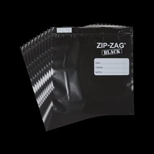 Zip-Zag BLACK 10 Half Pound Bags - Airtight Bags, Resealable, Reusable, Anti-Puncture, Washable, Food Safe, Treated for no Static, for Dry Herbs and Spices