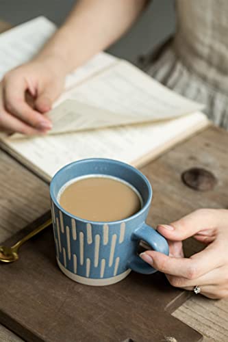 Buren Ceramics 14oz Coffee Mugs Set of 4, Perfect for Latte, Green Tea, Cappuccino and Beverages. Microwave and Dishwasher Safe Cups. Modern Theme Matte Finish, Makes a Great Gift