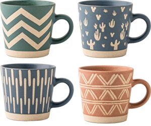 buren ceramics 14oz coffee mugs set of 4, perfect for latte, green tea, cappuccino and beverages. microwave and dishwasher safe cups. modern theme matte finish, makes a great gift