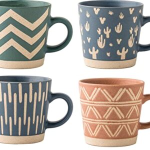 Buren Ceramics 14oz Coffee Mugs Set of 4, Perfect for Latte, Green Tea, Cappuccino and Beverages. Microwave and Dishwasher Safe Cups. Modern Theme Matte Finish, Makes a Great Gift