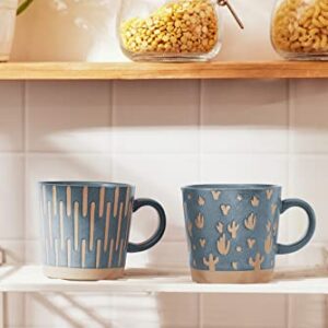 Buren Ceramics 14oz Coffee Mugs Set of 4, Perfect for Latte, Green Tea, Cappuccino and Beverages. Microwave and Dishwasher Safe Cups. Modern Theme Matte Finish, Makes a Great Gift