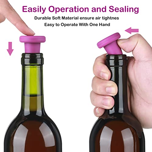 8 Pcs Silicone Wine Stopper Reusable Beer Bottle Stopper Beer Glass Bottle Sealer Stoppers Beverage Beer Champagne Wine Storage Keep Fresh Tools for Wine Bottles Supplies Gift (Rainbow)