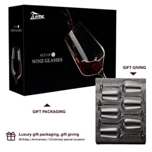 AILTEC Wine Glasses Set of 6, Crystal Glass with Stem for Drinking Red/White/Cabernet Wine as Gifts Sets, Clear Lead-Free Premium Blown Glassware (19oz,6 pack)