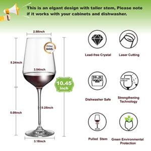 AILTEC Wine Glasses Set of 6, Crystal Glass with Stem for Drinking Red/White/Cabernet Wine as Gifts Sets, Clear Lead-Free Premium Blown Glassware (19oz,6 pack)