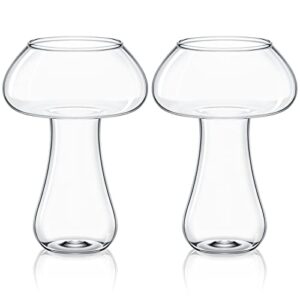 2 pcs mushroom cocktail glass creative martini mushroom glass cup glass goblet drink cup for wine champagne cocktail home bar party, 260 ml