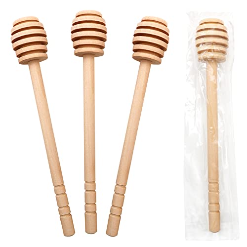 BLUE TOP 20PCS Wooden Honey Dipper Stick 6 Inch Individually Wrapped Honey Stirrer Stick,Honeycomb Sticks,Honey Wand for Honey Jar Dispense Drizzle Honey and Wedding Party Favors Gift.