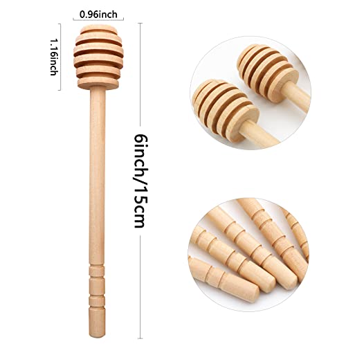 BLUE TOP 20PCS Wooden Honey Dipper Stick 6 Inch Individually Wrapped Honey Stirrer Stick,Honeycomb Sticks,Honey Wand for Honey Jar Dispense Drizzle Honey and Wedding Party Favors Gift.