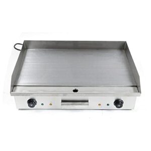 commercial griddle, 4400w 110v commercial electric countertop griddle stainless steel flat top grill hot plate bbq 50°c to 300°c adjustable easy clean