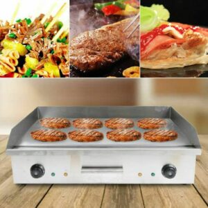 Commercial Griddle, 4400W 110V Commercial Electric Countertop Griddle Stainless Steel Flat Top Grill Hot Plate BBQ 50°C to 300°C Adjustable Easy Clean