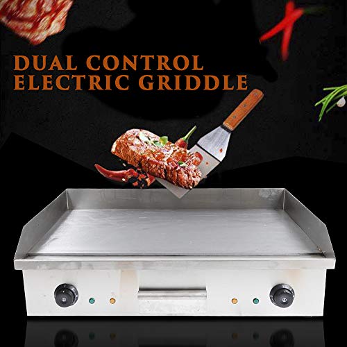 Commercial Griddle, 4400W 110V Commercial Electric Countertop Griddle Stainless Steel Flat Top Grill Hot Plate BBQ 50°C to 300°C Adjustable Easy Clean