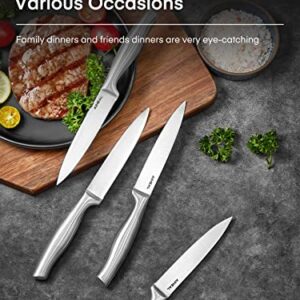 Aiheal Serrated Steak Knife Set, Stainless Steel Steak Knives Set of 8, Never Needs Sharpening Dinner Knives, Micro Serrated Steak Knives with Gift Box