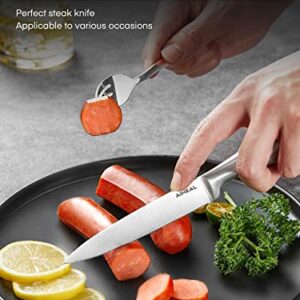 Aiheal Serrated Steak Knife Set, Stainless Steel Steak Knives Set of 8, Never Needs Sharpening Dinner Knives, Micro Serrated Steak Knives with Gift Box