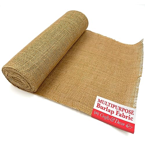 Natural Burlap Table Runners – 12 Inch x 30 Foot Burlap Roll for Dining Room Table, Mantel and Outdoors – Rustic Farmhouse Jute Table Runner Décor for Parties, Weddings, and Holidays