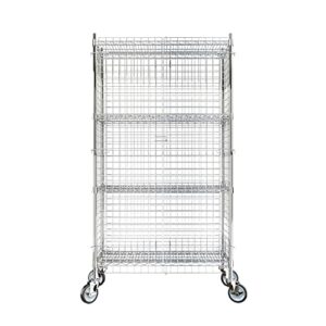 krollen industrial nsf mobile wire chrome security cage kit - 18" x 36" x 69" with 4 shelves