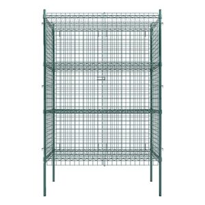 krollen industrial nsf stationary wire green security cage kit - 24" x 48" x 74" with 4 shelves