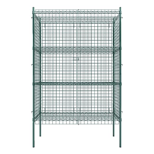 Krollen Industrial NSF Stationary Wire Green Security Cage Kit - 24" x 48" x 74" With 4 Shelves