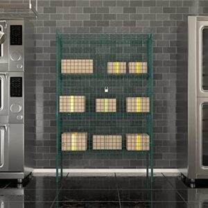 Krollen Industrial NSF Stationary Wire Green Security Cage Kit - 24" x 48" x 74" With 4 Shelves