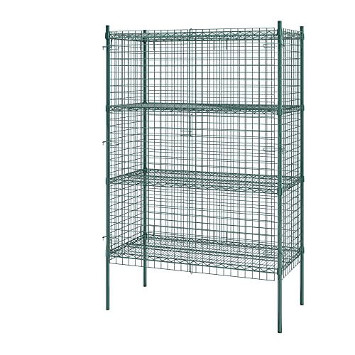 Krollen Industrial NSF Stationary Wire Green Security Cage Kit - 24" x 48" x 74" With 4 Shelves