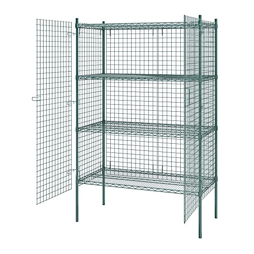 Krollen Industrial NSF Stationary Wire Green Security Cage Kit - 24" x 48" x 74" With 4 Shelves