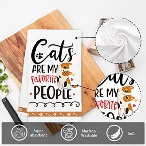 Hexagram Cat Funny Kitchen Towels Decorative Set of 4-Cat Lover Gifts for Women-Cat Lover Owners Mom Gifts-Housewarming Gifts-Cat Hand Towels for Kitchen-Cute Dish Towels-Tea Towel-Cat Kitchen Decor