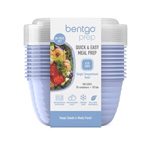 Bentgo® Prep - 1-Compartment Bowls with Custom Fit Lids - Reusable, Microwaveable, Durable BPA-Free, Freezer and Dishwasher Safe Meal Prep Food Storage Containers - 10 Bowls & 10 Lids (Periwinkle)