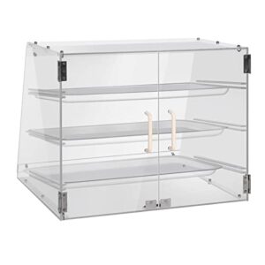 YBSVO 3 Tray Commercial Countertop Bakery Display Case with Rear Doors - 21" x 17 3/4" x 16 1/2"